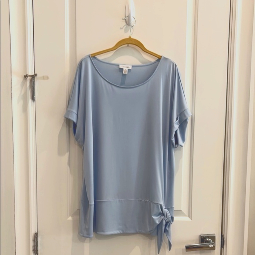 Calvin Klein Blue Relaxed Tie Front Blouse